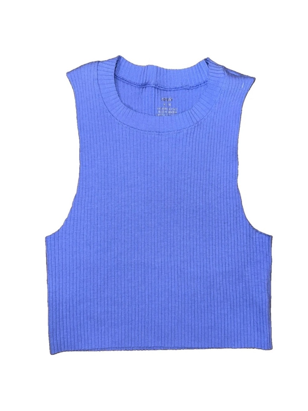 Aerie Women’s Ribbed Cropped Tank Top Purple Sleeveless Crew Neck Size Medium